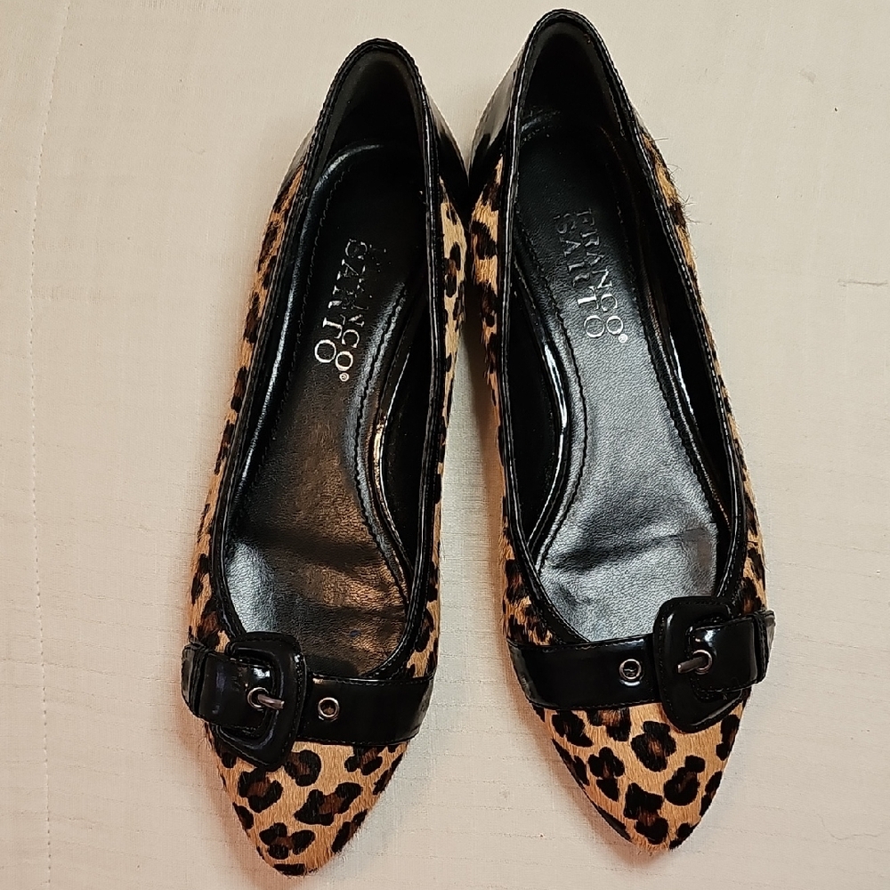 Franco Sarto Mohair Leopard Print Ballet Flats Size 5.5